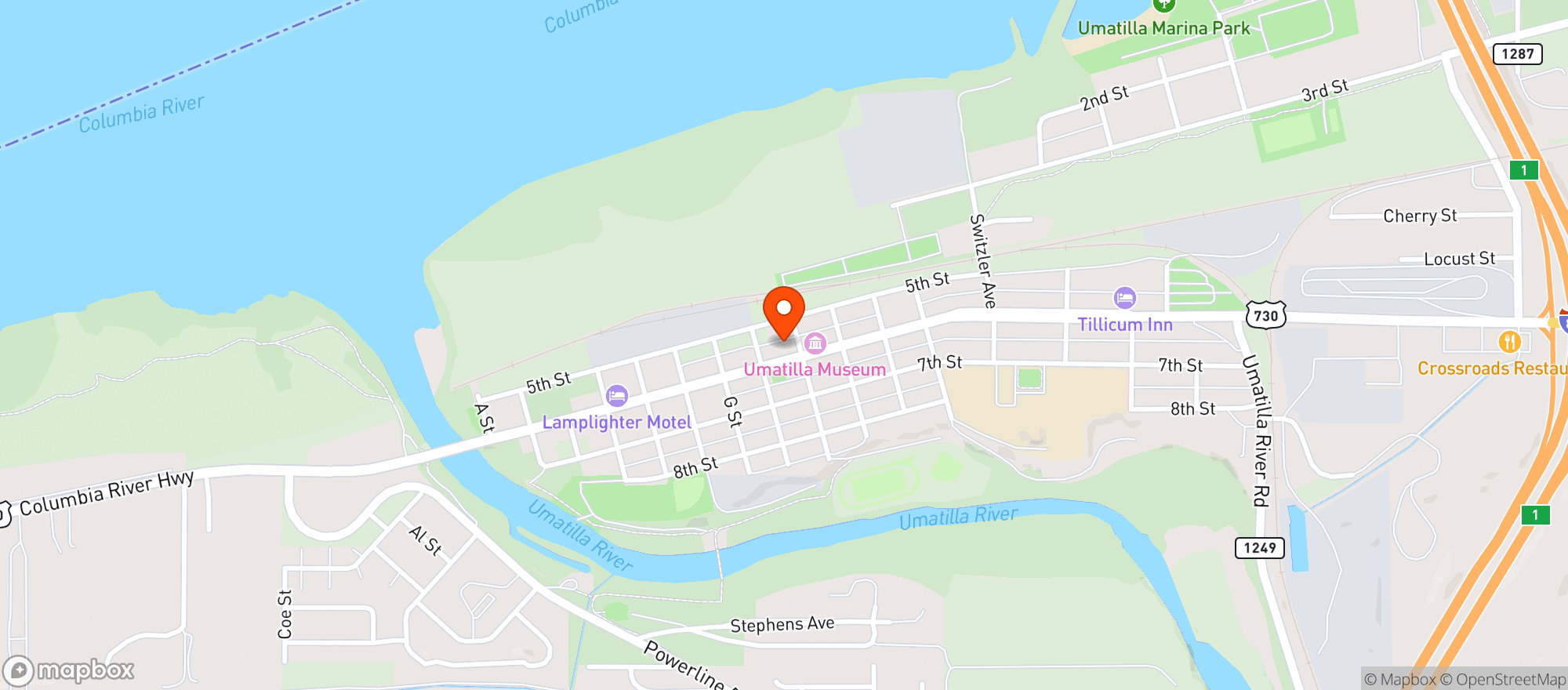 Map showing FAST MART UMATILLA