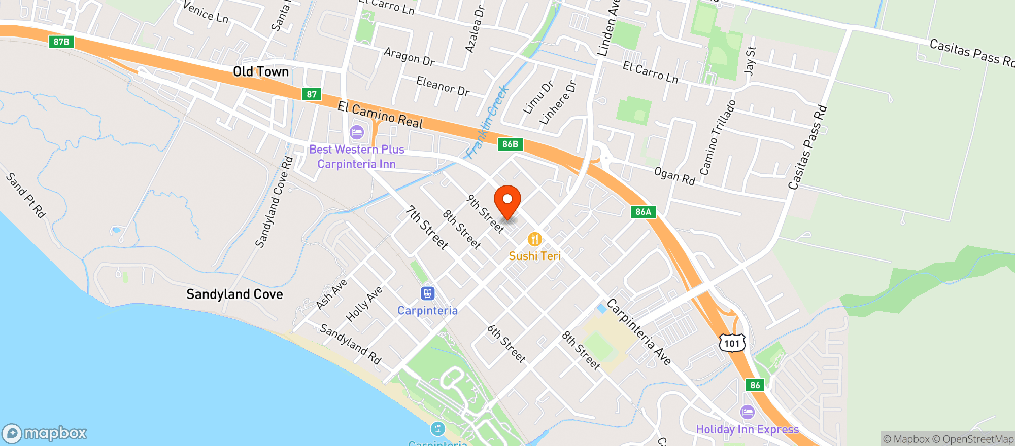 Map showing Carp Kitchen