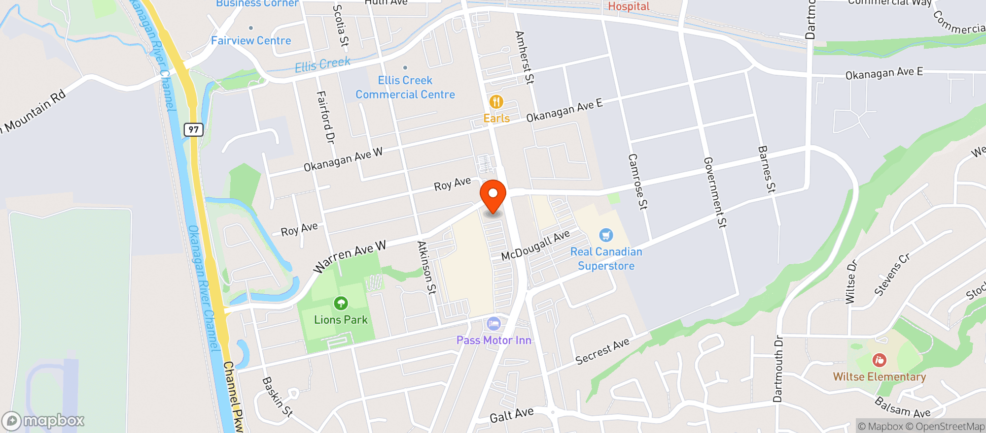 Map showing JAK's Beer Wine Spirits