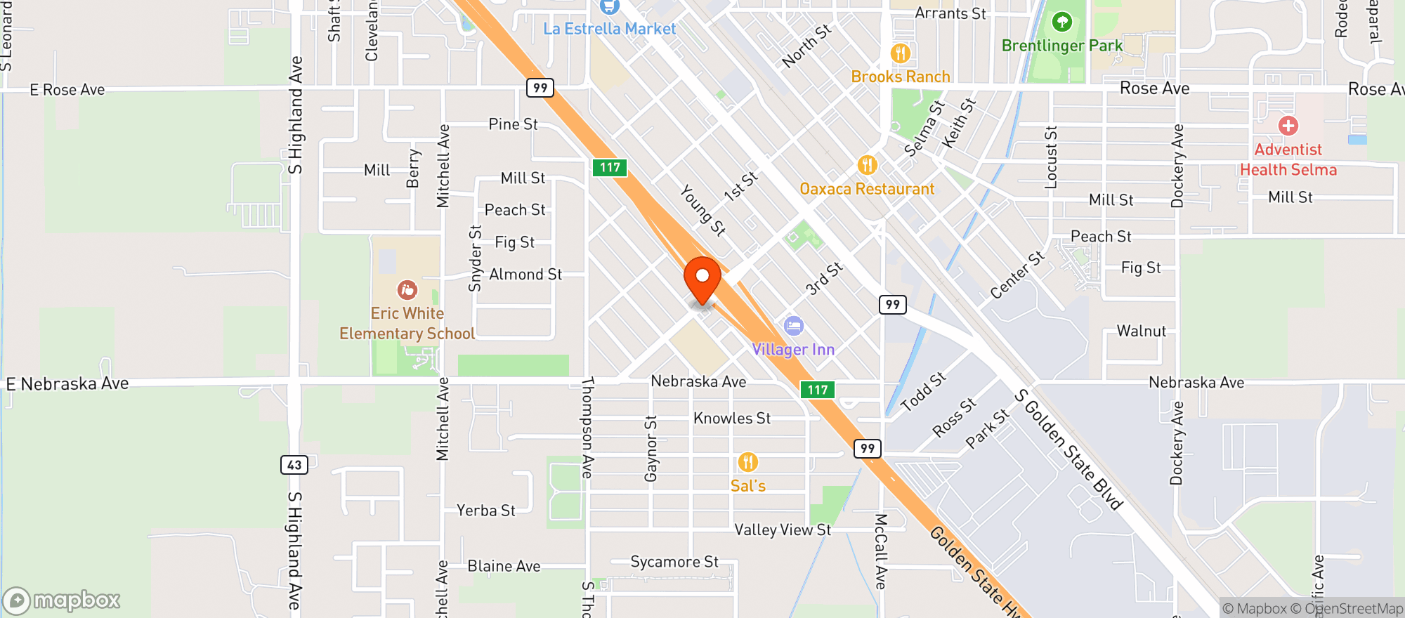 Map showing Four Star Mini Mart