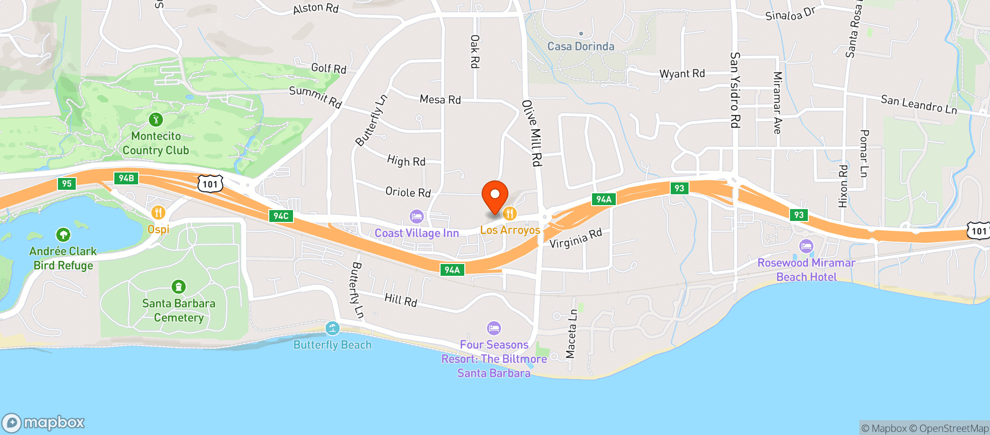 Map showing The Point Market - Santa Barbara