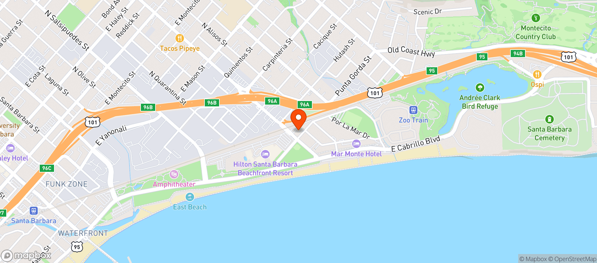 Map showing Tri-County Produce Co - Santa Barbara