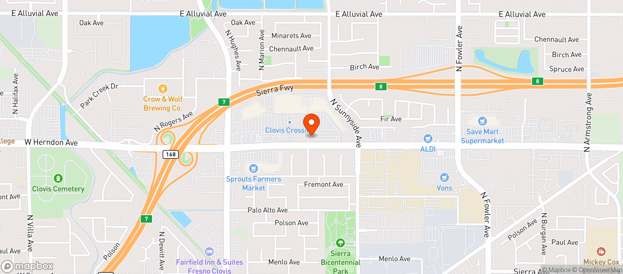 Map showing Vitamin Shoppe - Clovis