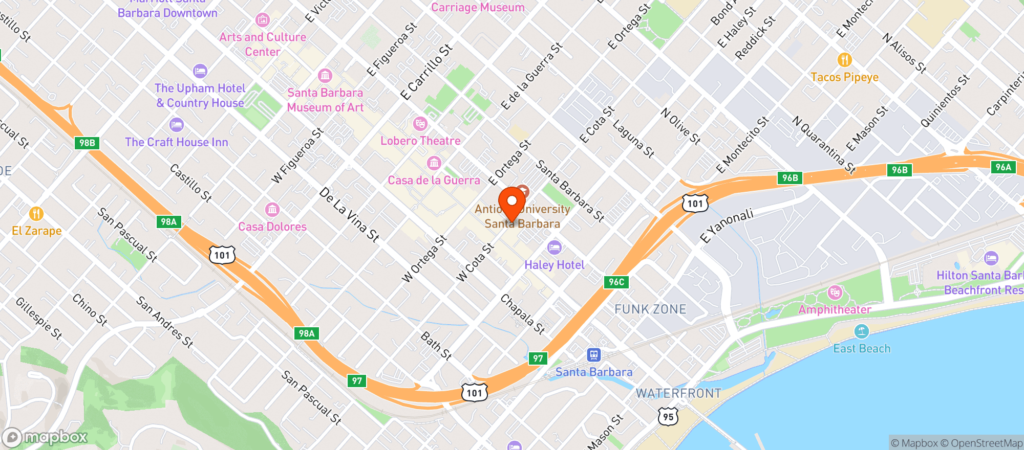 Map showing World Market Santa Barbara