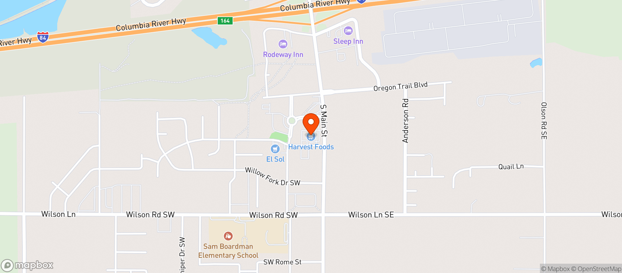 Map showing Harvest Town Foods