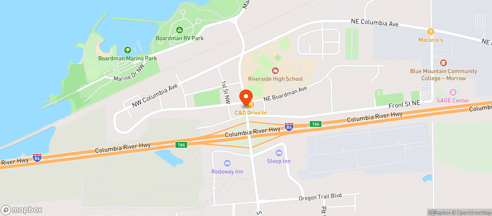 Map showing Main St Mini Mart