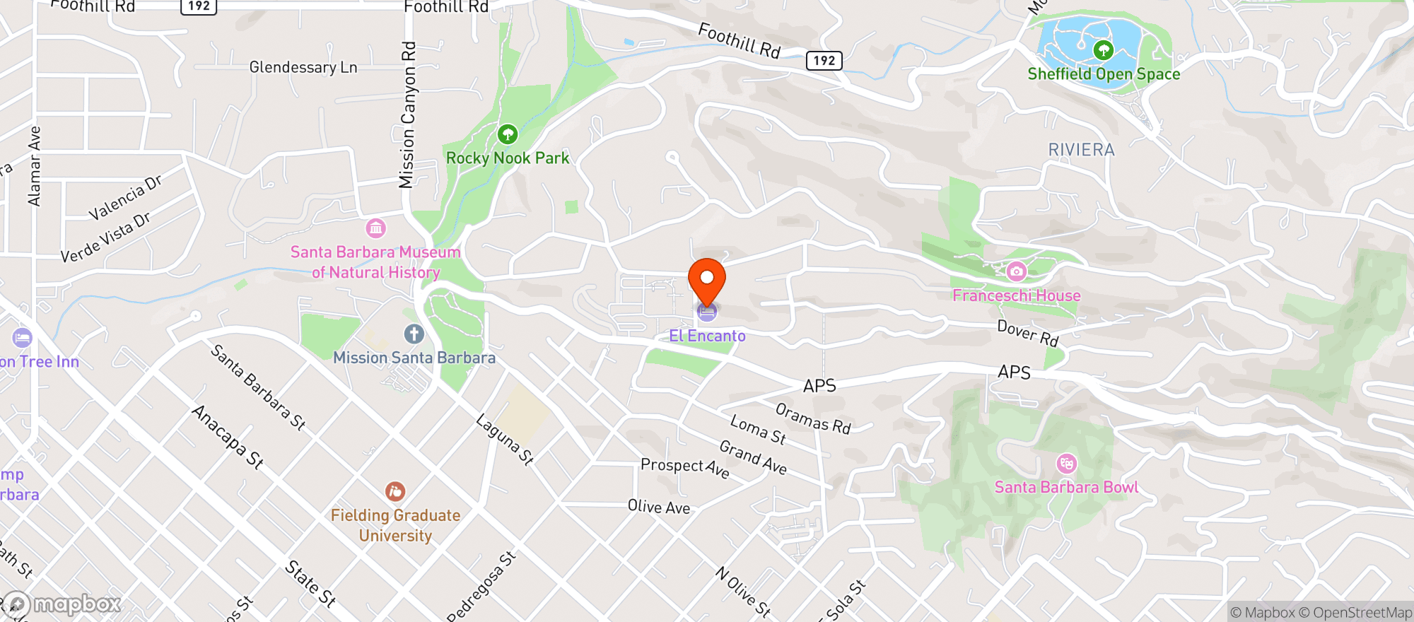Map showing El Encanto Hotel And Gardern Villas