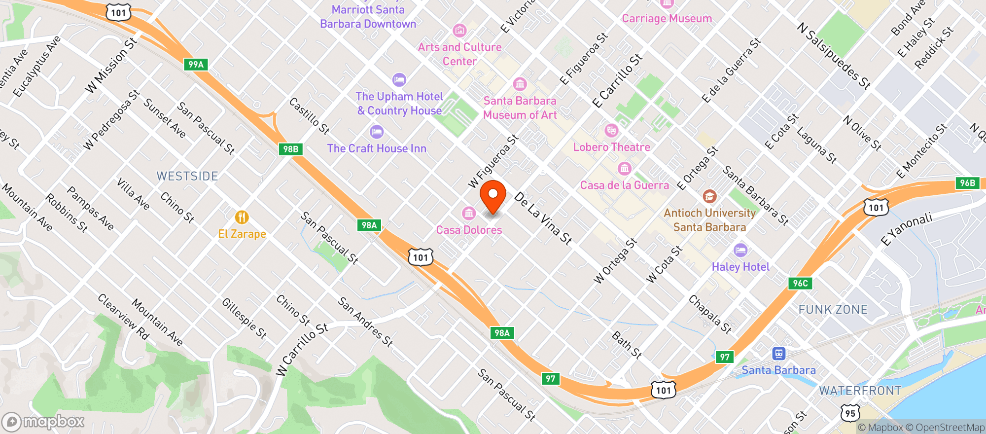 Map showing Central Coast Real Estate, Inc. - Santa Barbara