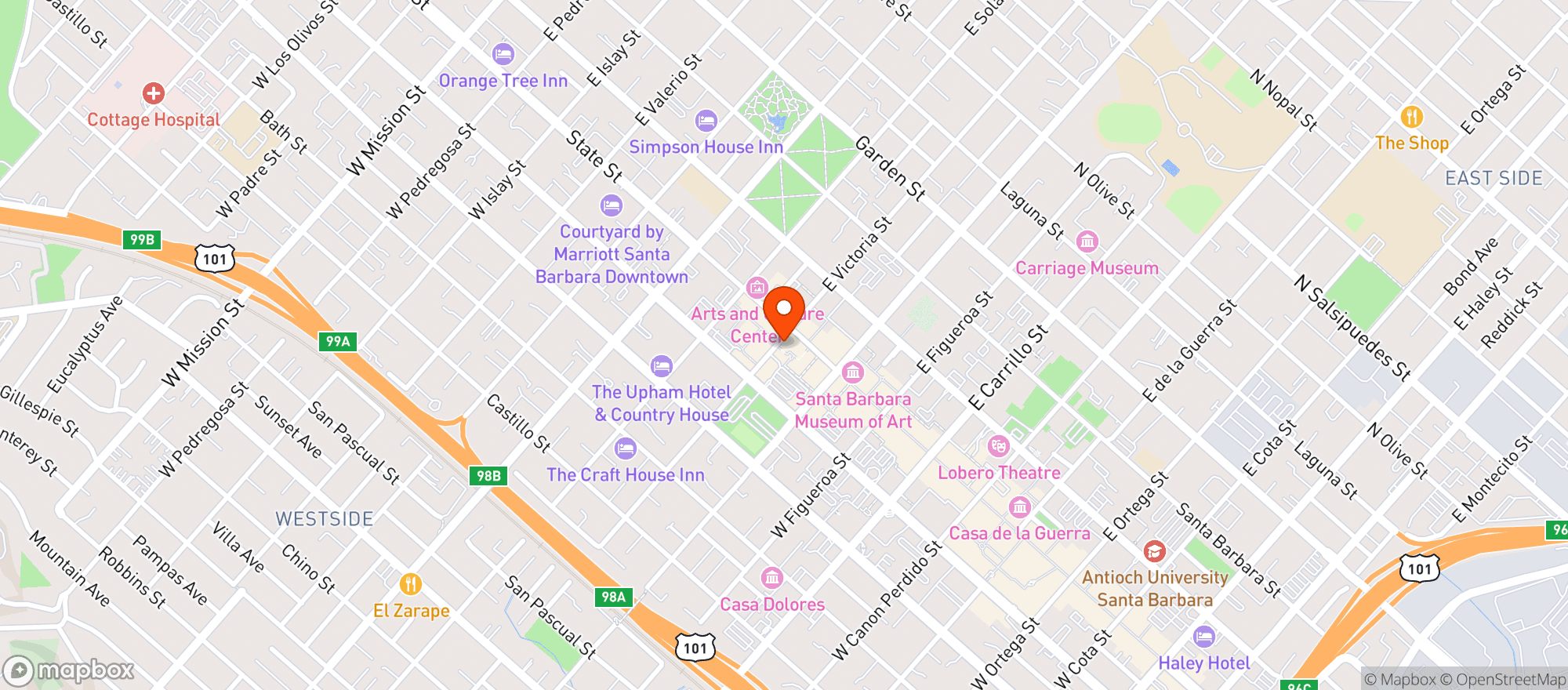 Map showing Bouchon Santa Barbara