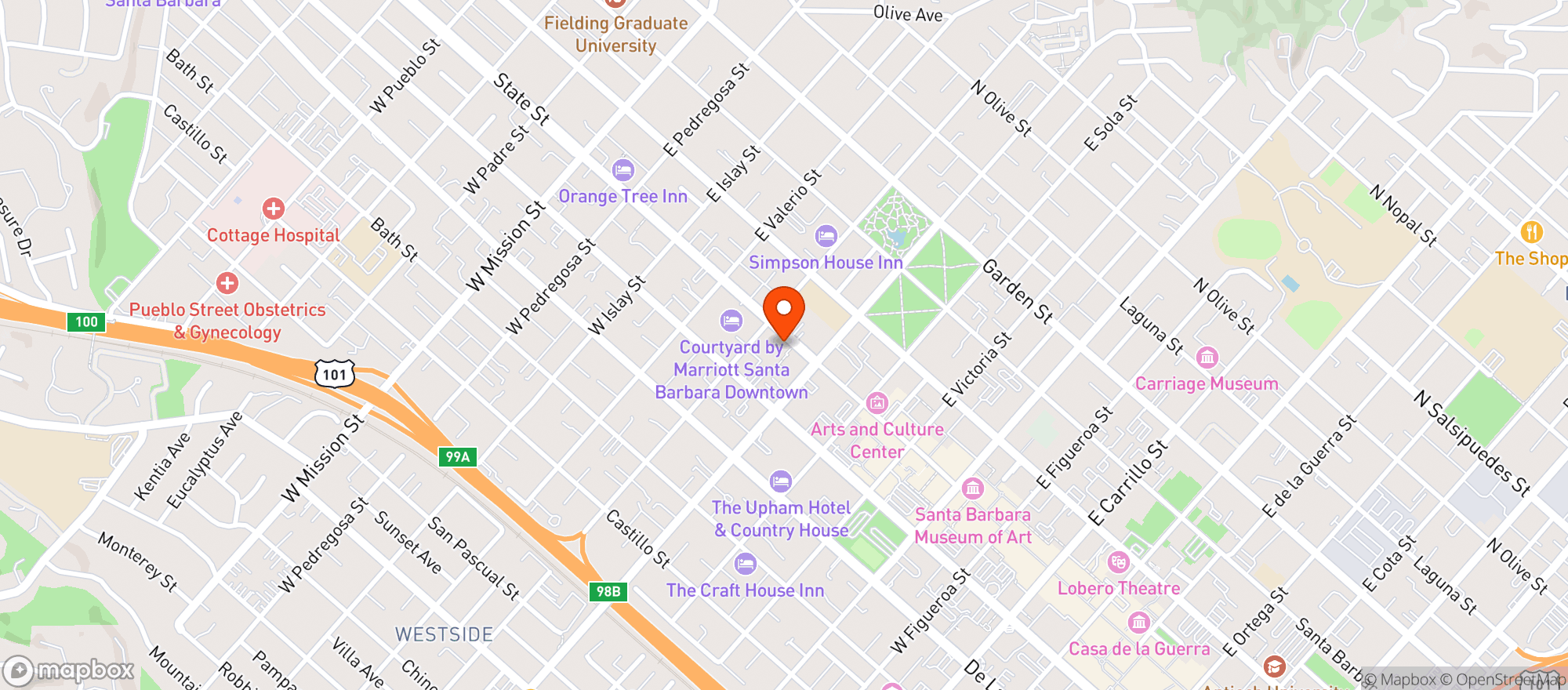Map showing IVFC Downtown Market - Santa Barbara