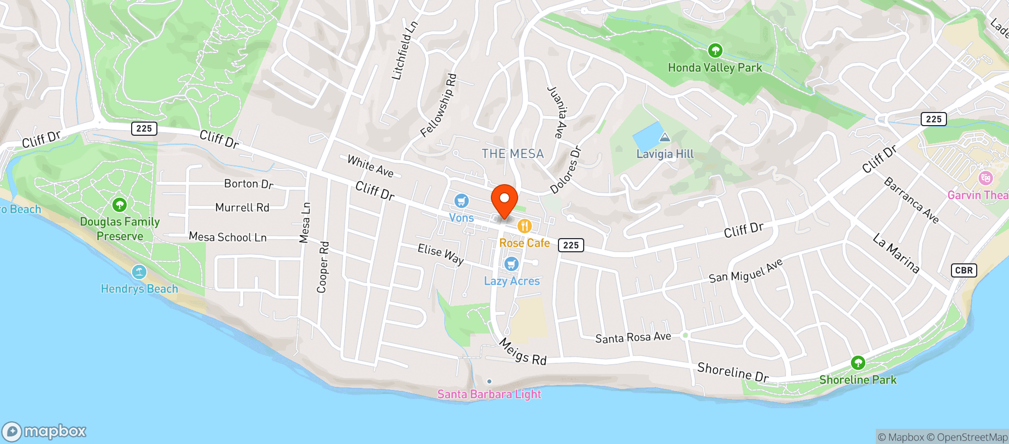 Map showing Mission City Sandwich Shop - Santa Barbara