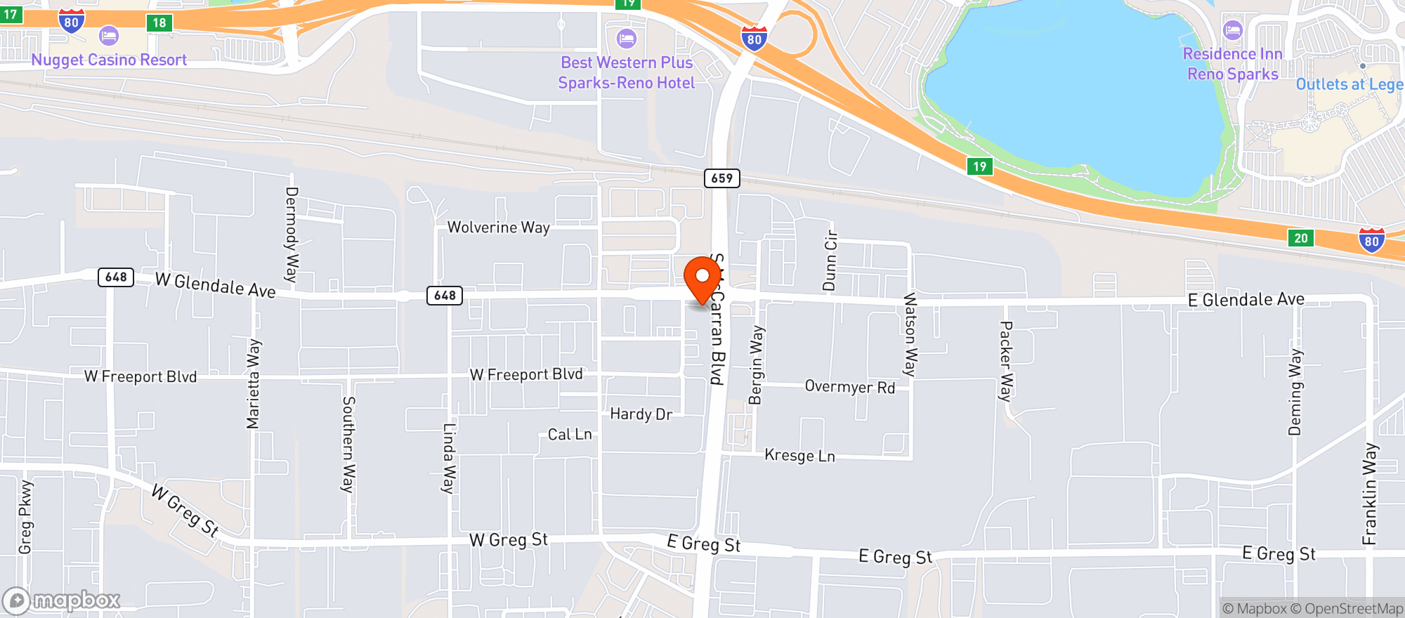 Map showing Curaleaf Sparks