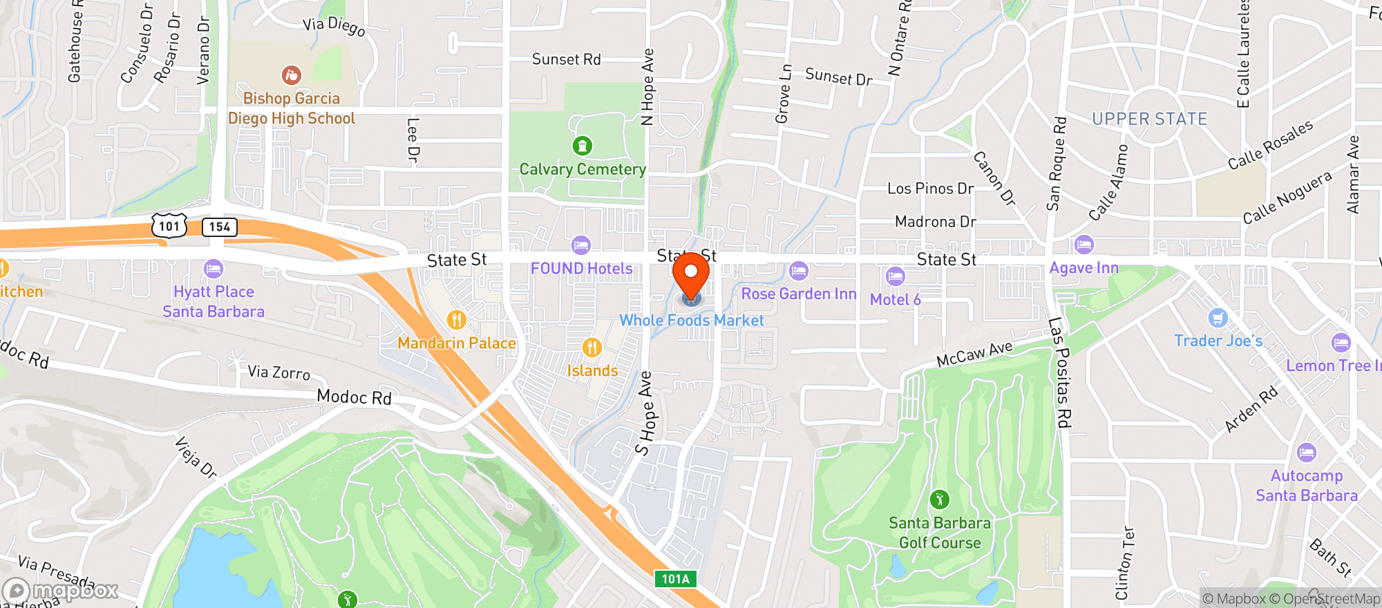 Map showing Whole Foods Market - Santa Barbara