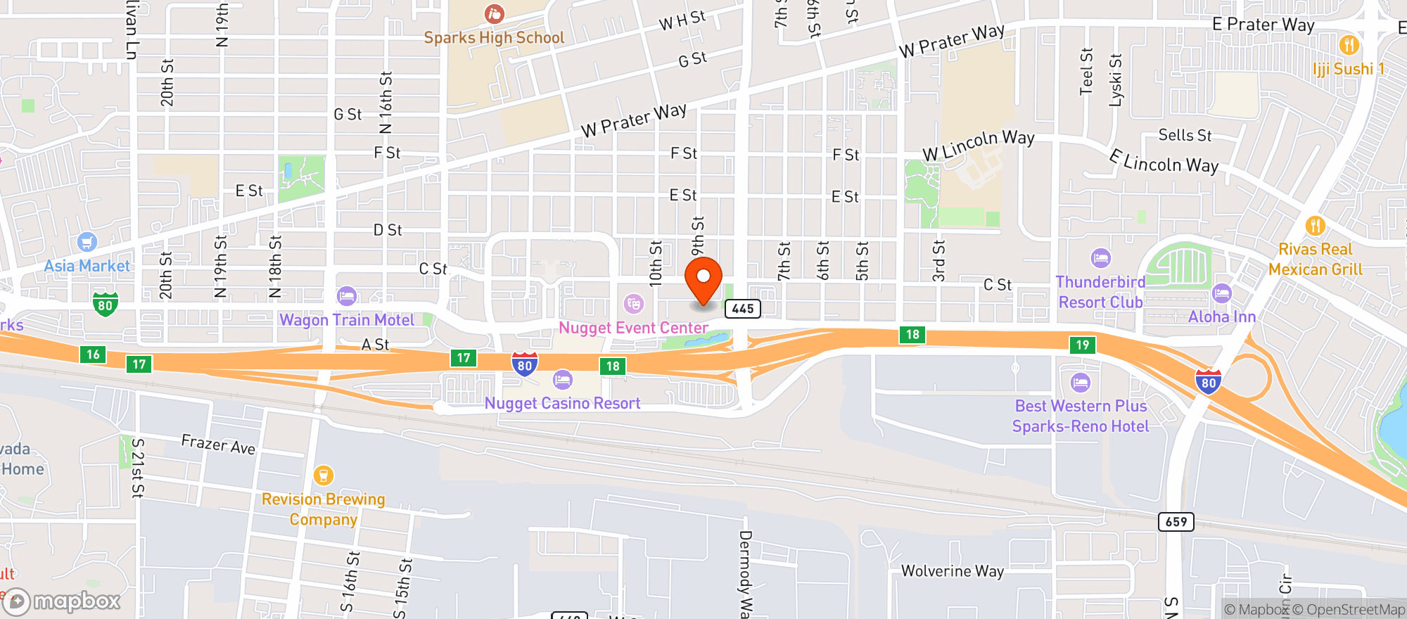 Map showing Great Basin Brewery