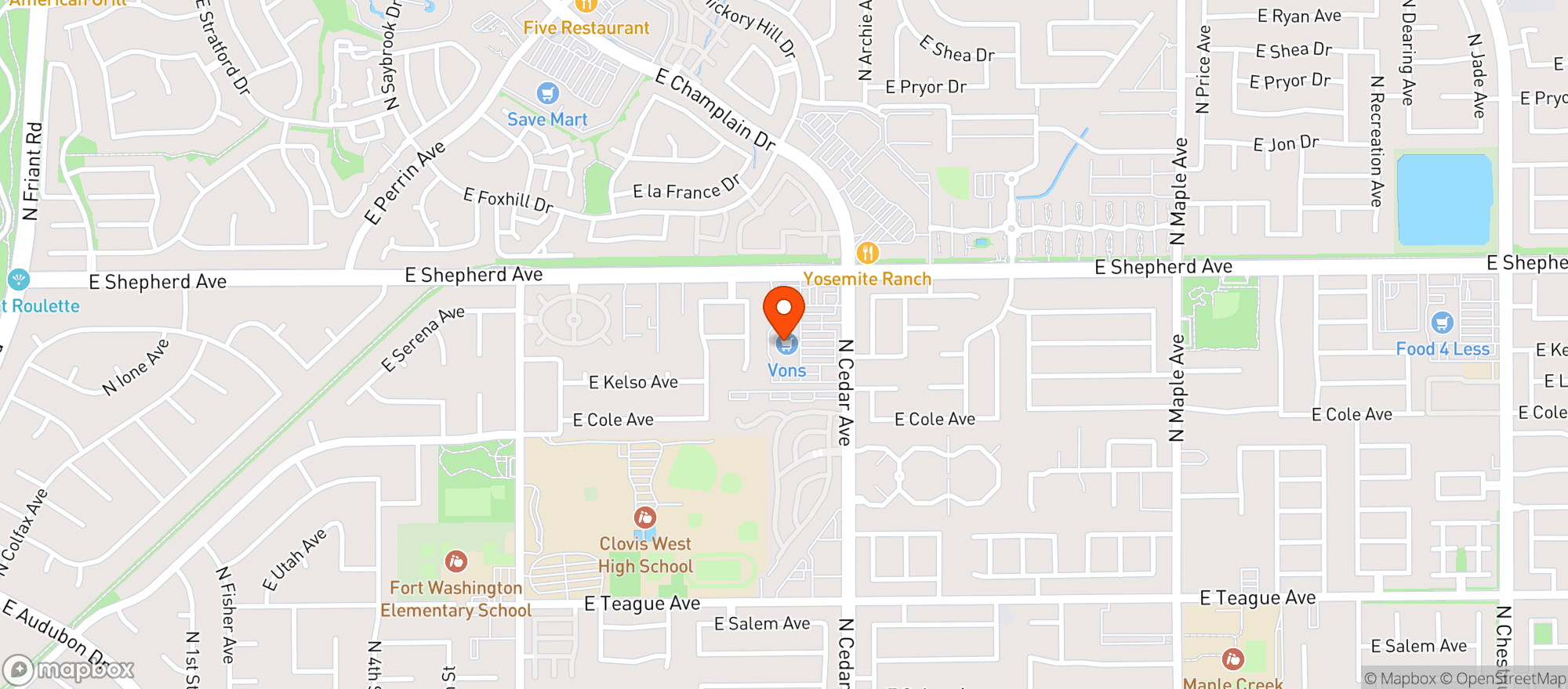 Map showing Safeway - Fresno