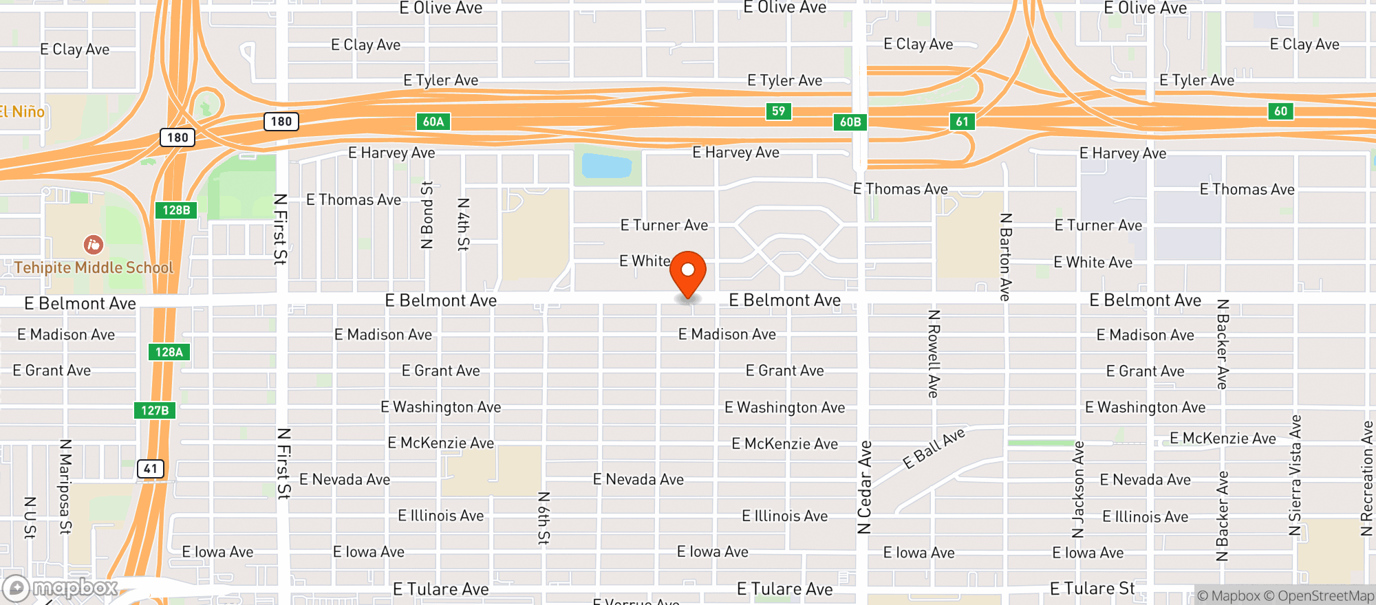 Map showing La Casa Blanca