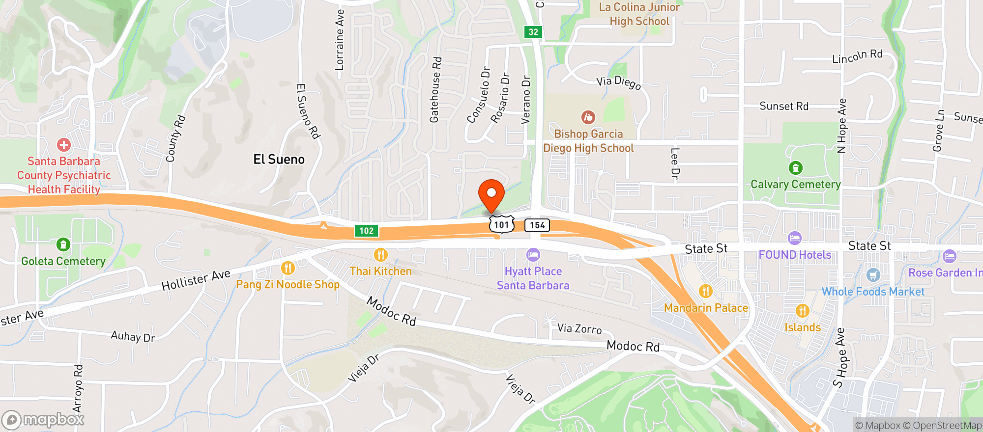 Map showing Hi Time Stop & Shop - Santa Barbara