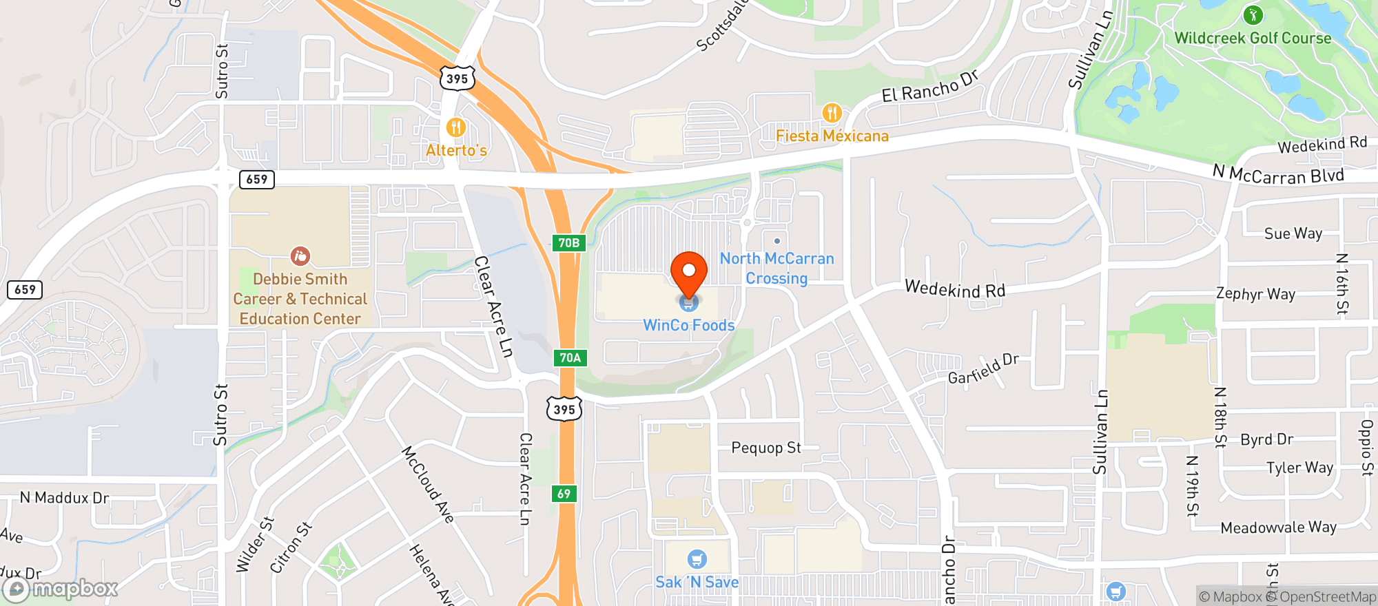 Map showing WINCO FOODS