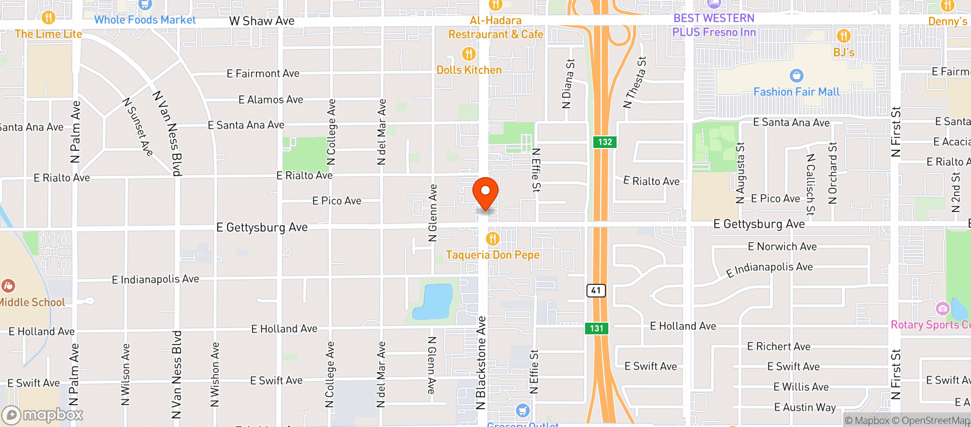 Map showing El Pecador Restaurant