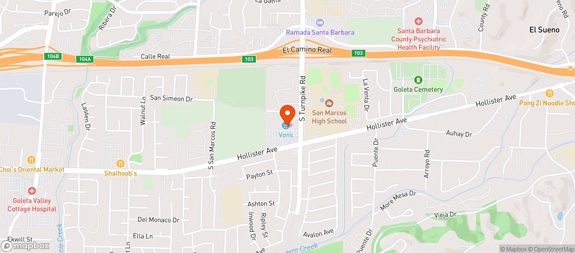 Map showing Vons
