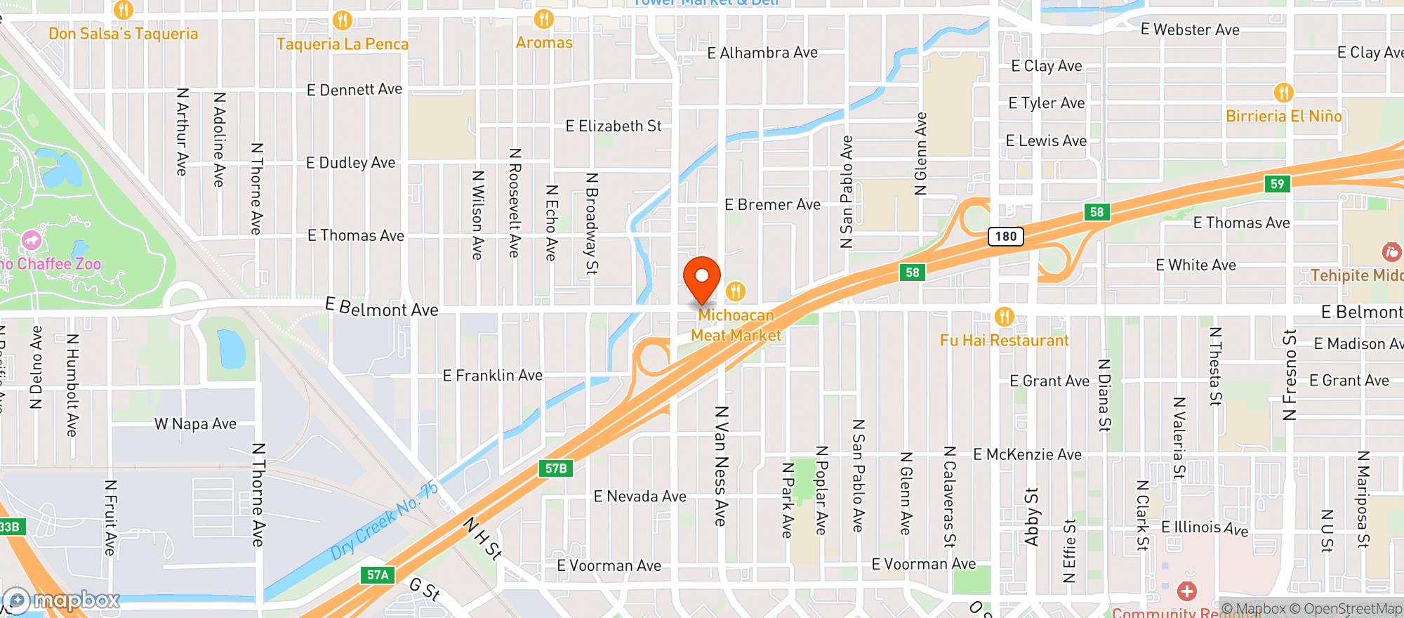 Map showing Johnny Quik Food Store