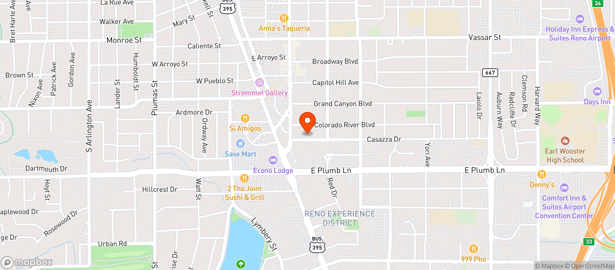 Map showing Alibi Lounge