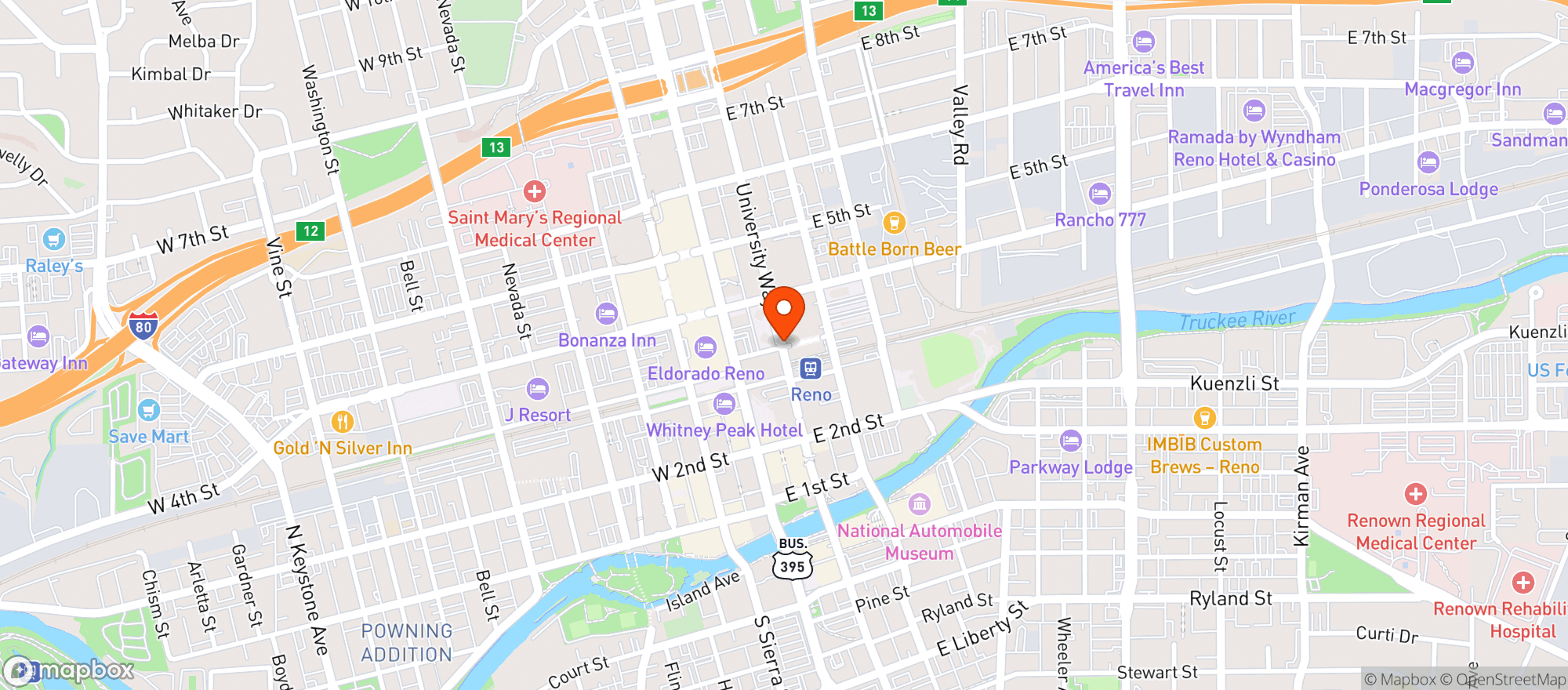 Map showing National Bowling Stadium
