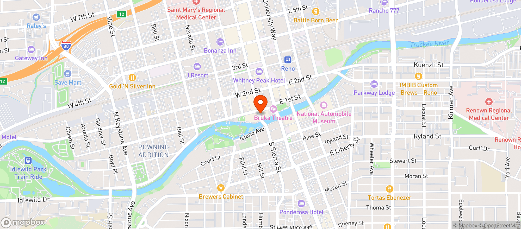 Map showing Ole Bridge Pub