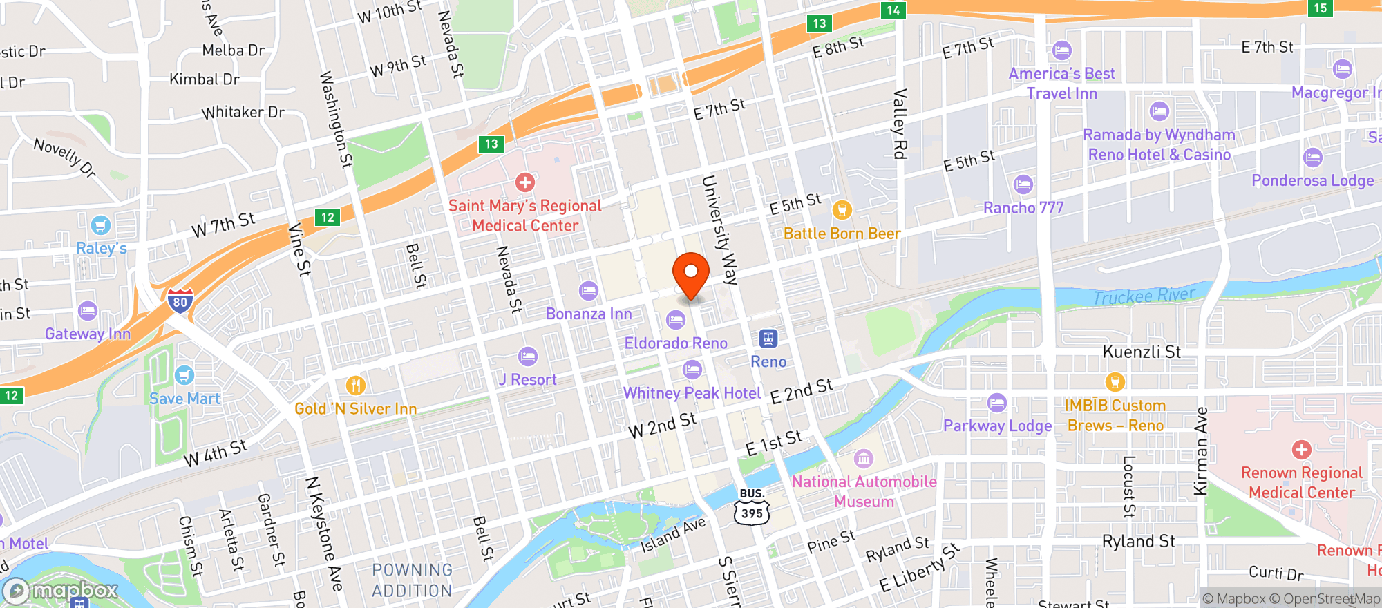 Map showing Eldorado Hotel & Casino