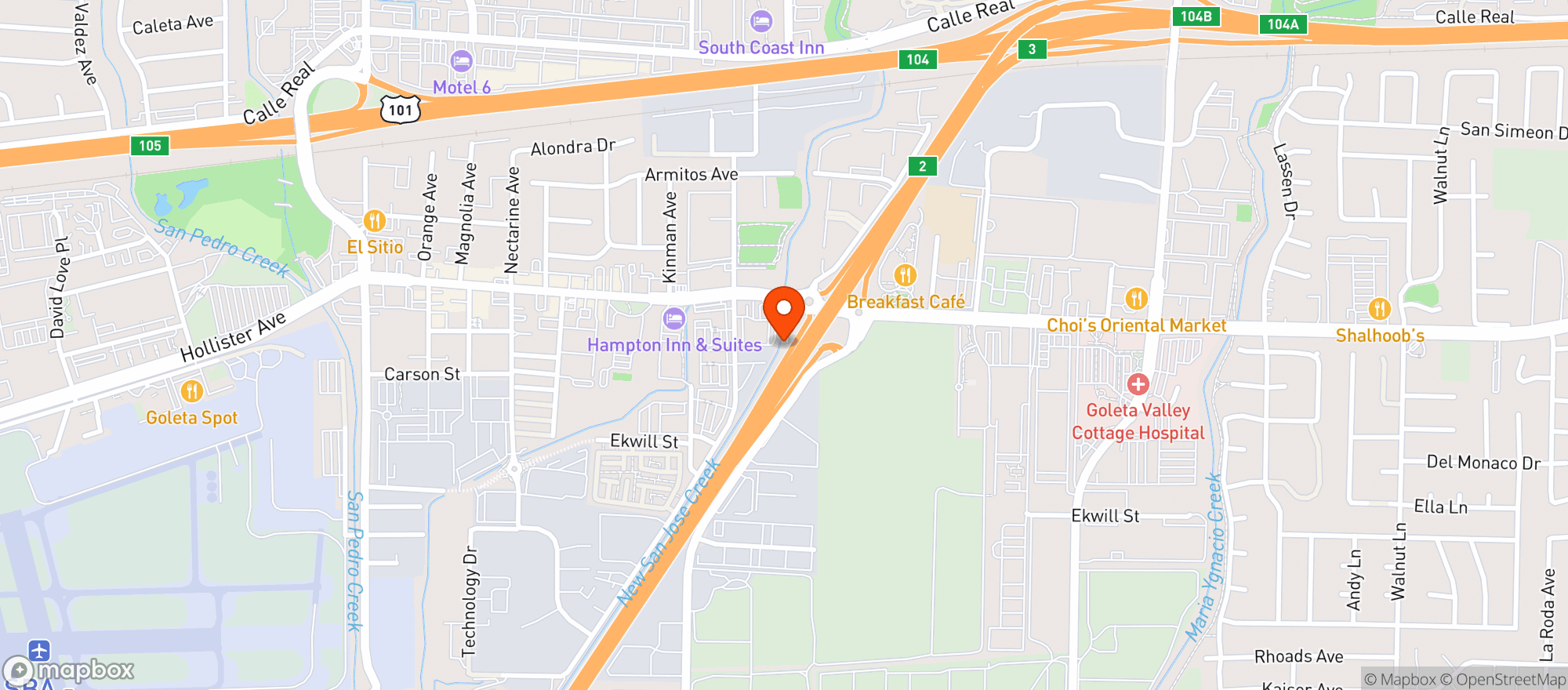 Map showing Water Store - Goleta