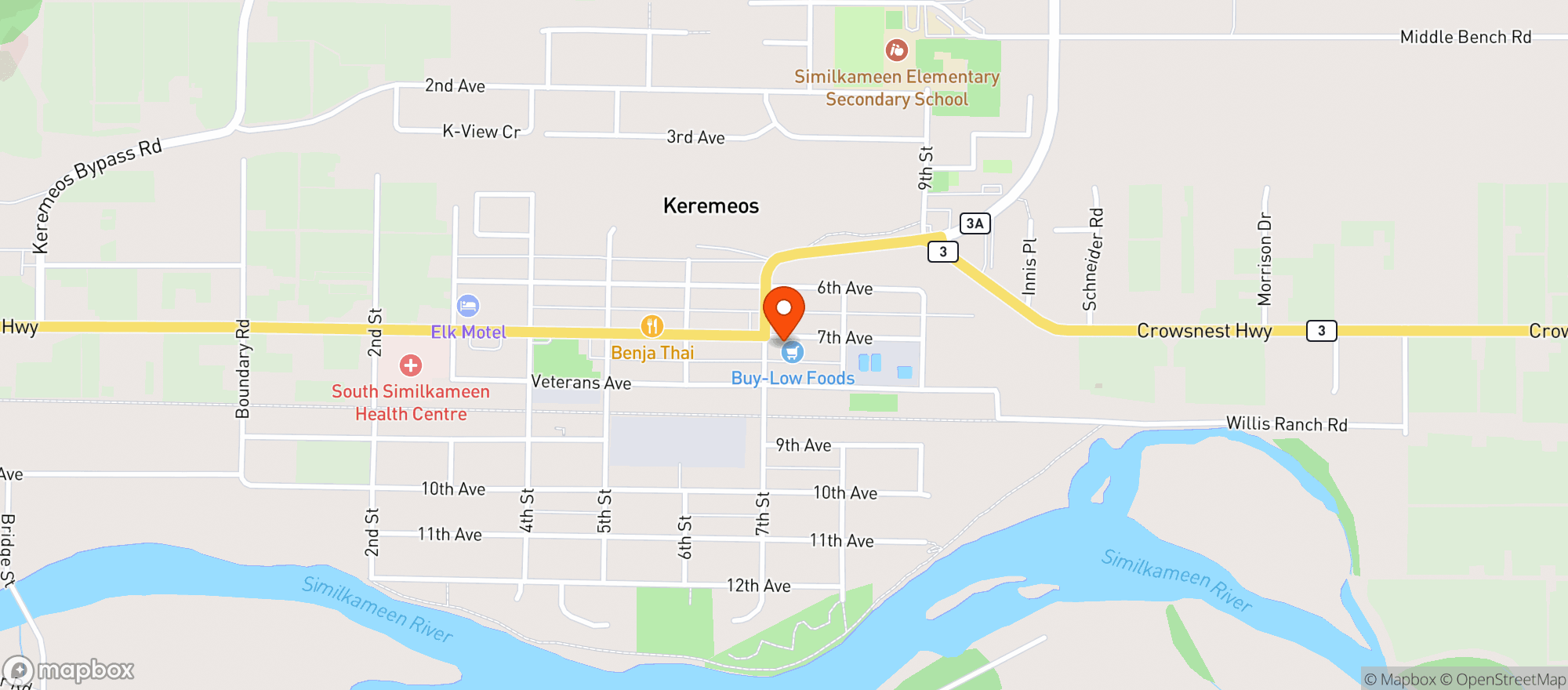 Map showing Buy-Low Foods