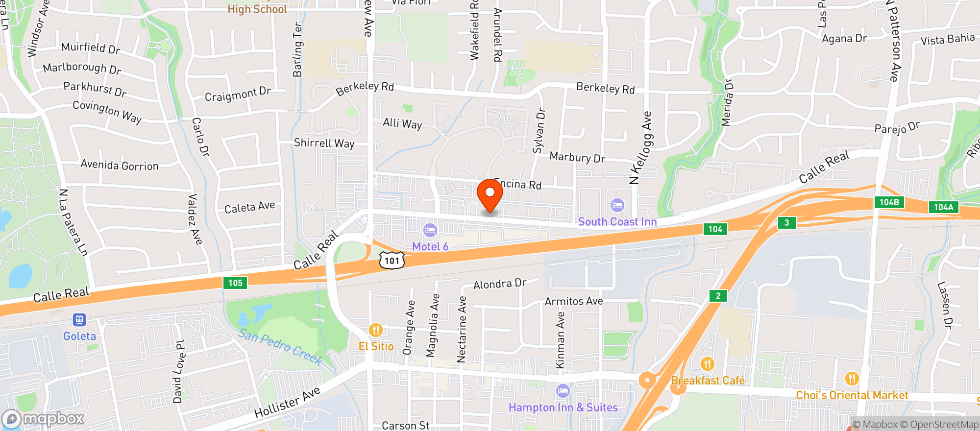Map showing Los Arroyos Goleta