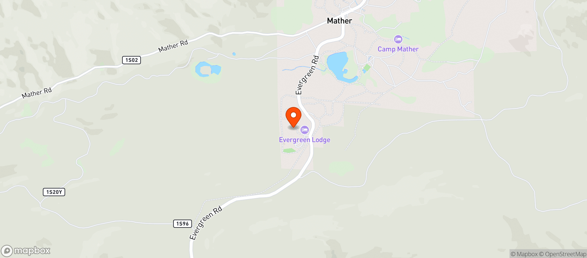 Map showing Evergreen Lodge