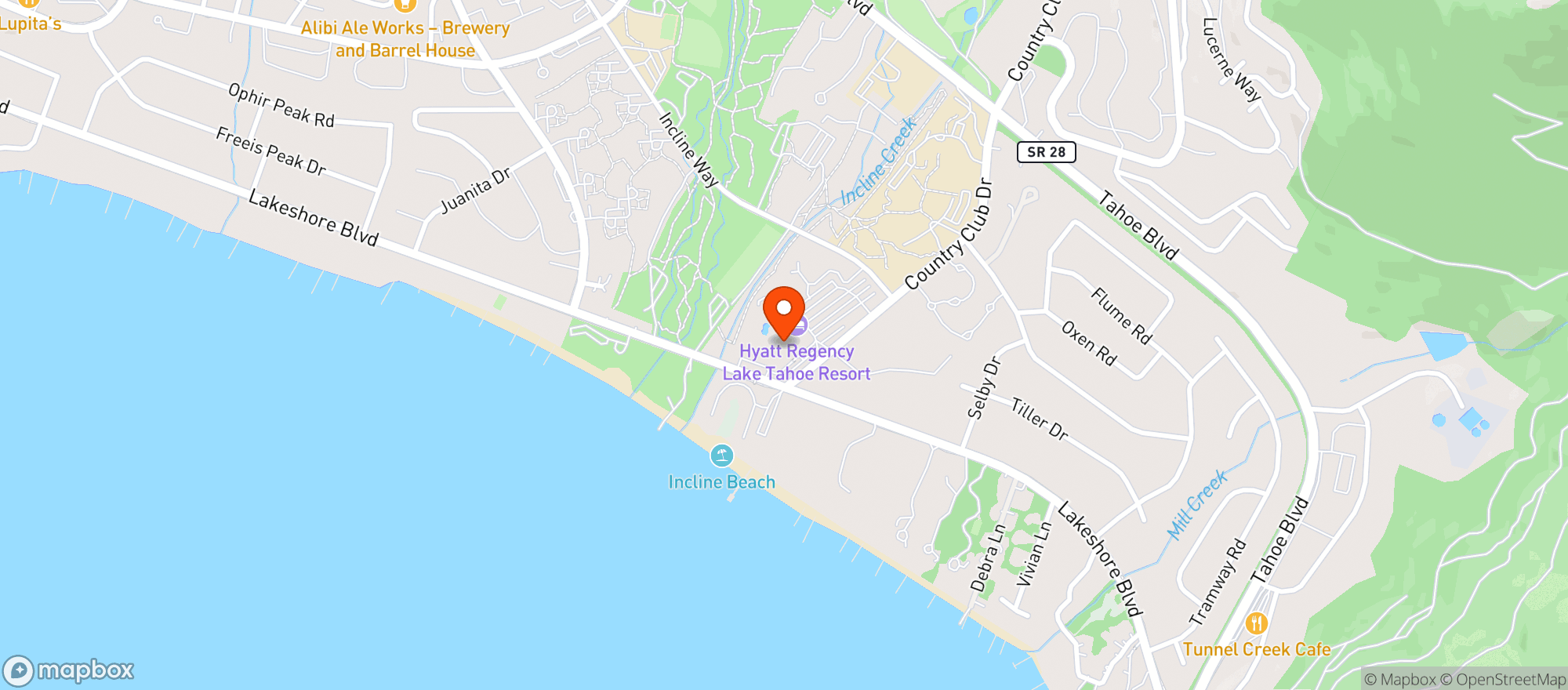 Map showing Hyatt Regency Lake Tahoe