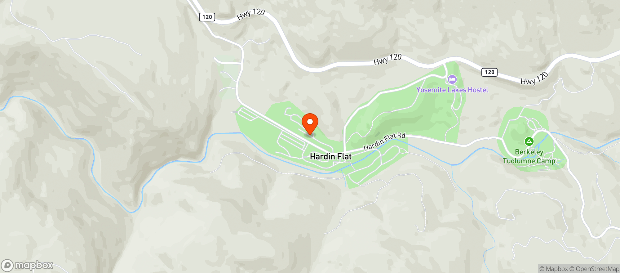 Map showing Yosemite Lakes Trading Post