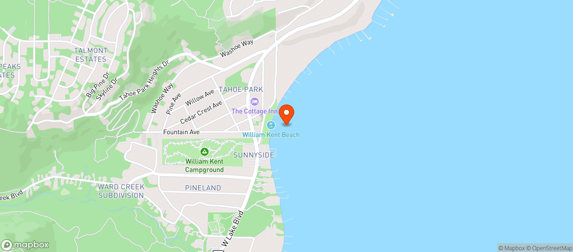 Map showing West Shore Market - Tahoe City