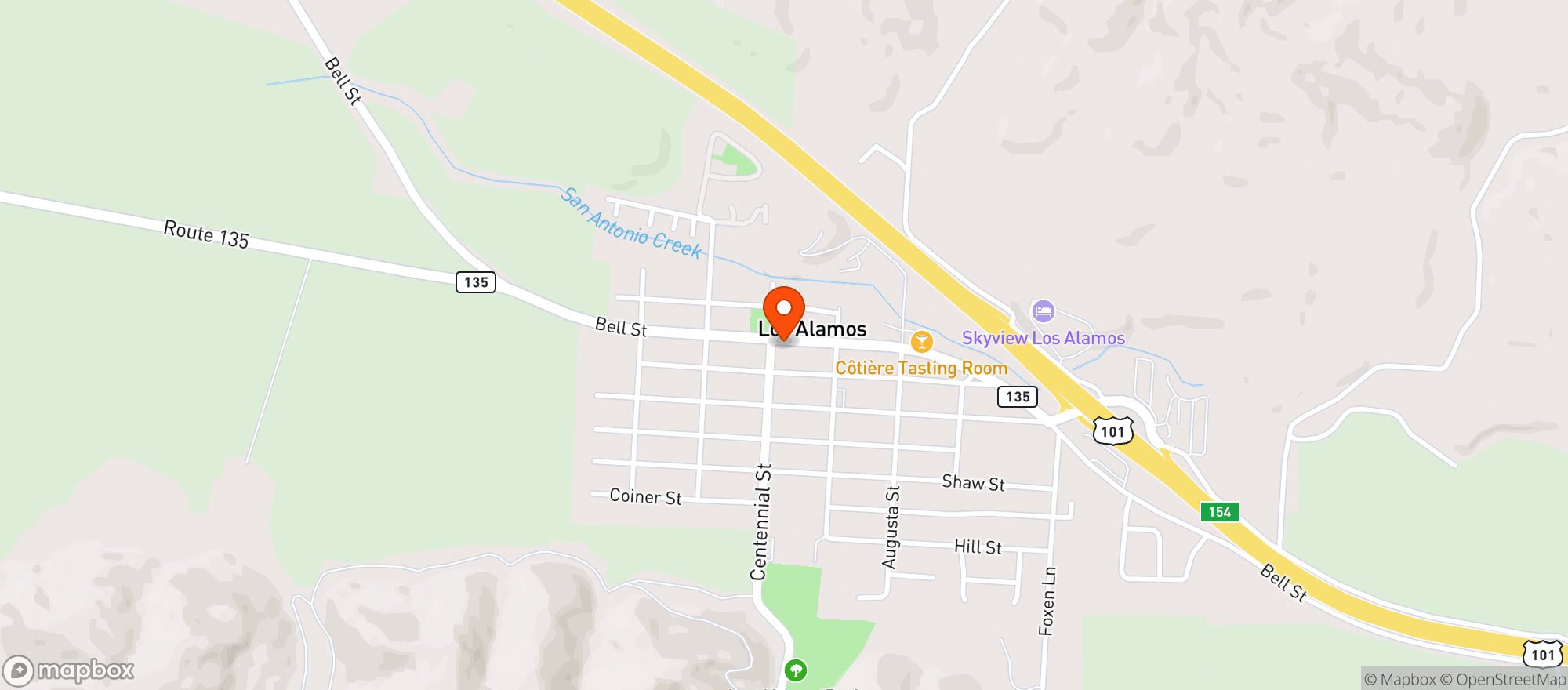 Map showing Bells Los Alamos
