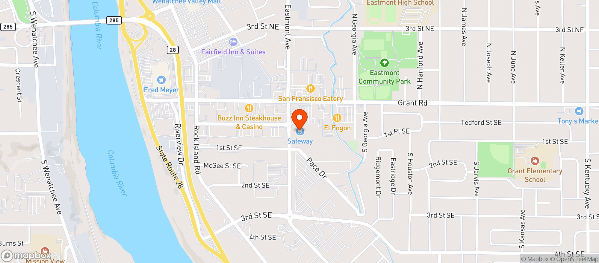 Map showing Safeway