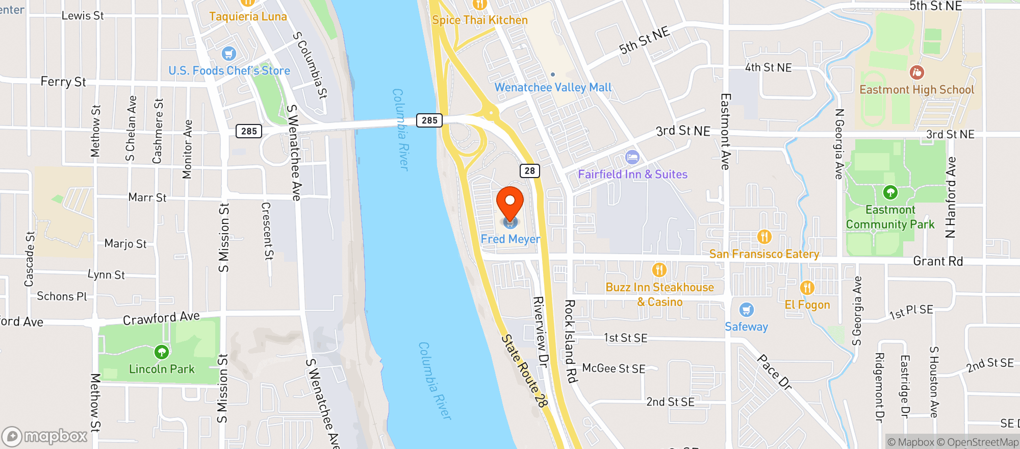 Map showing Fred Meyer