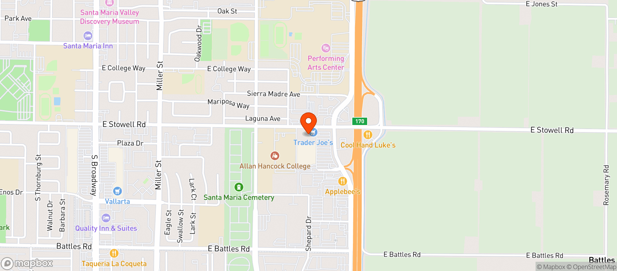 Map showing BevMo