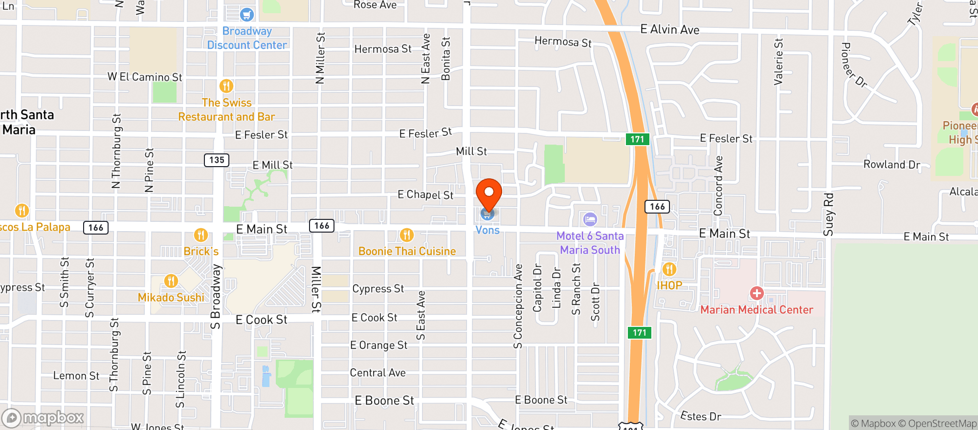 Map showing Vons #2301