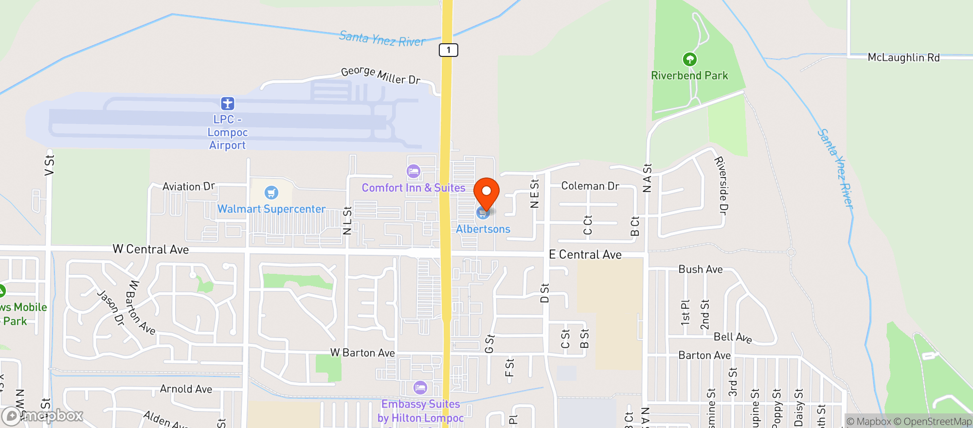 Map showing Albertsons