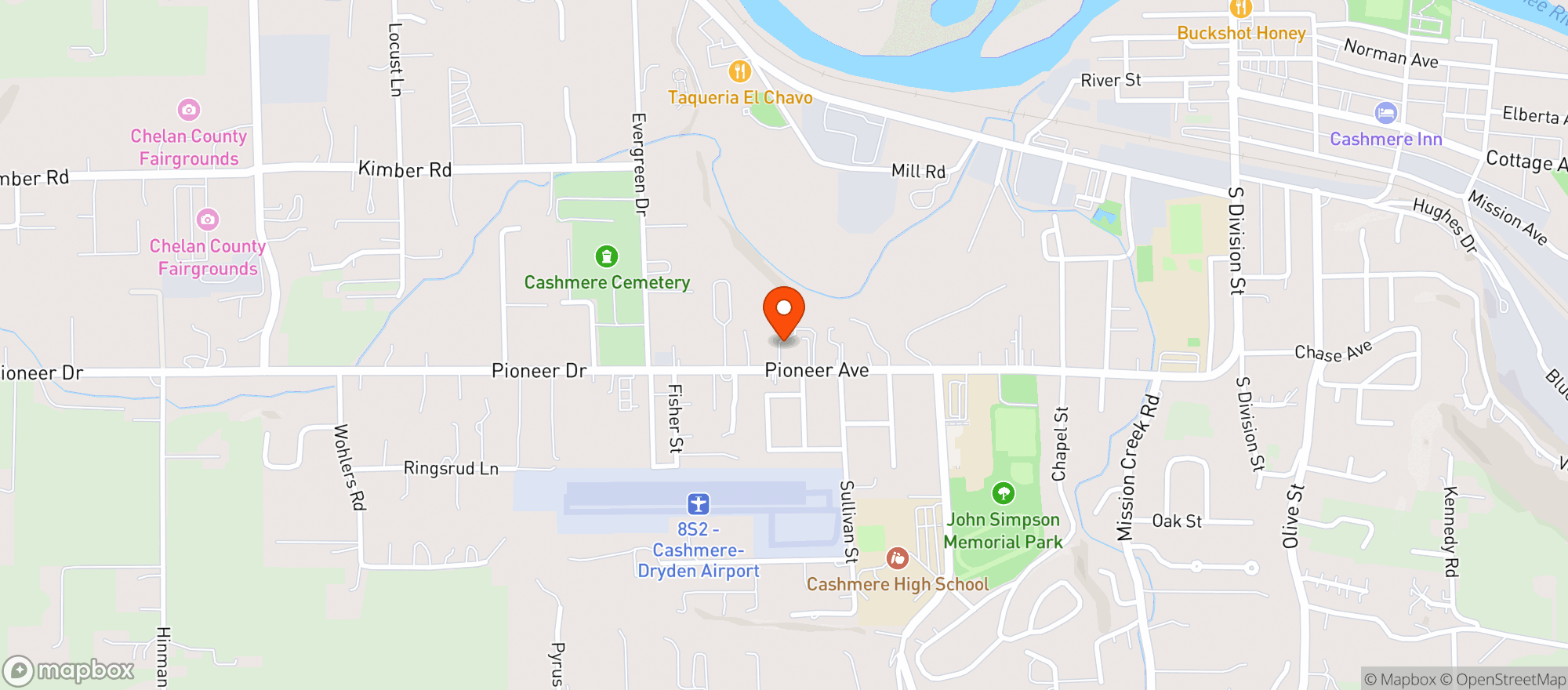 Map showing Cashmere Convalescent Center