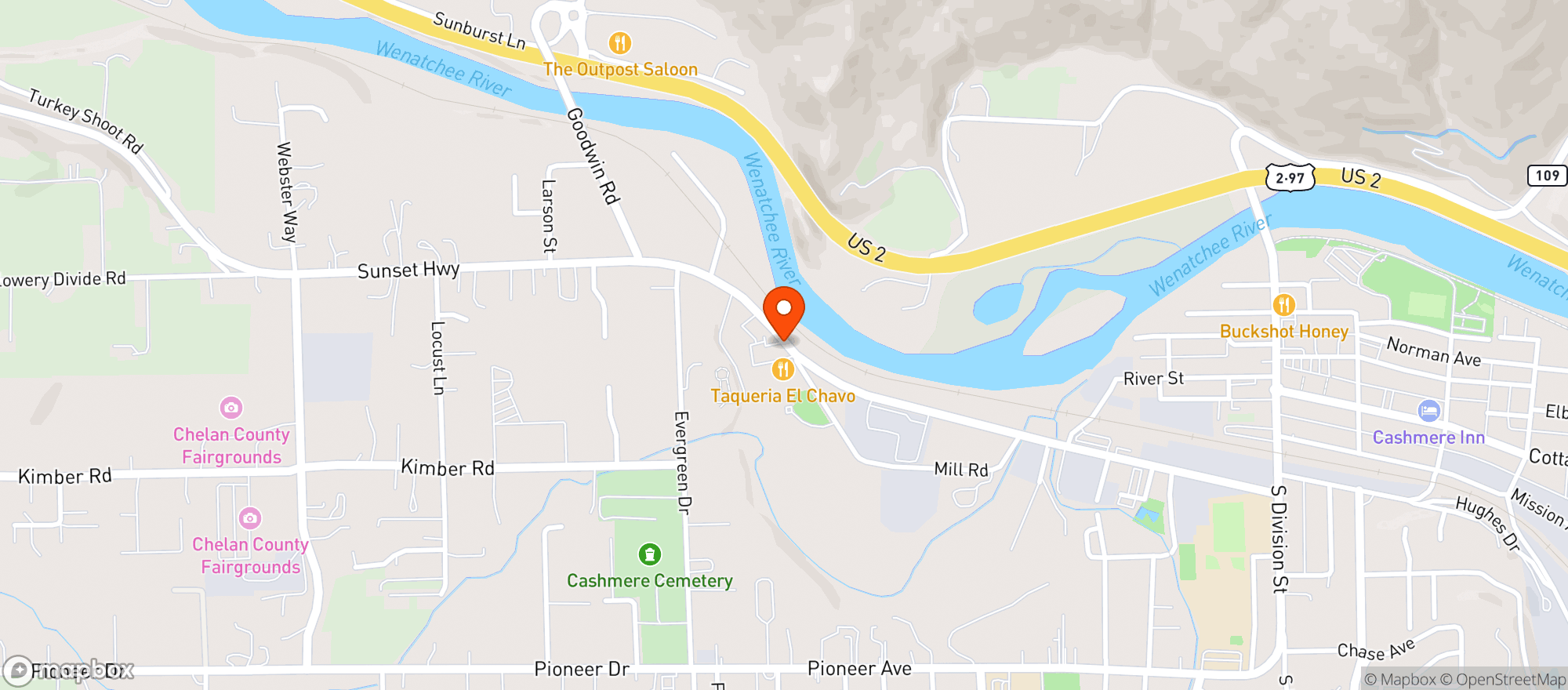 Map showing CASHMERE MINI MART
