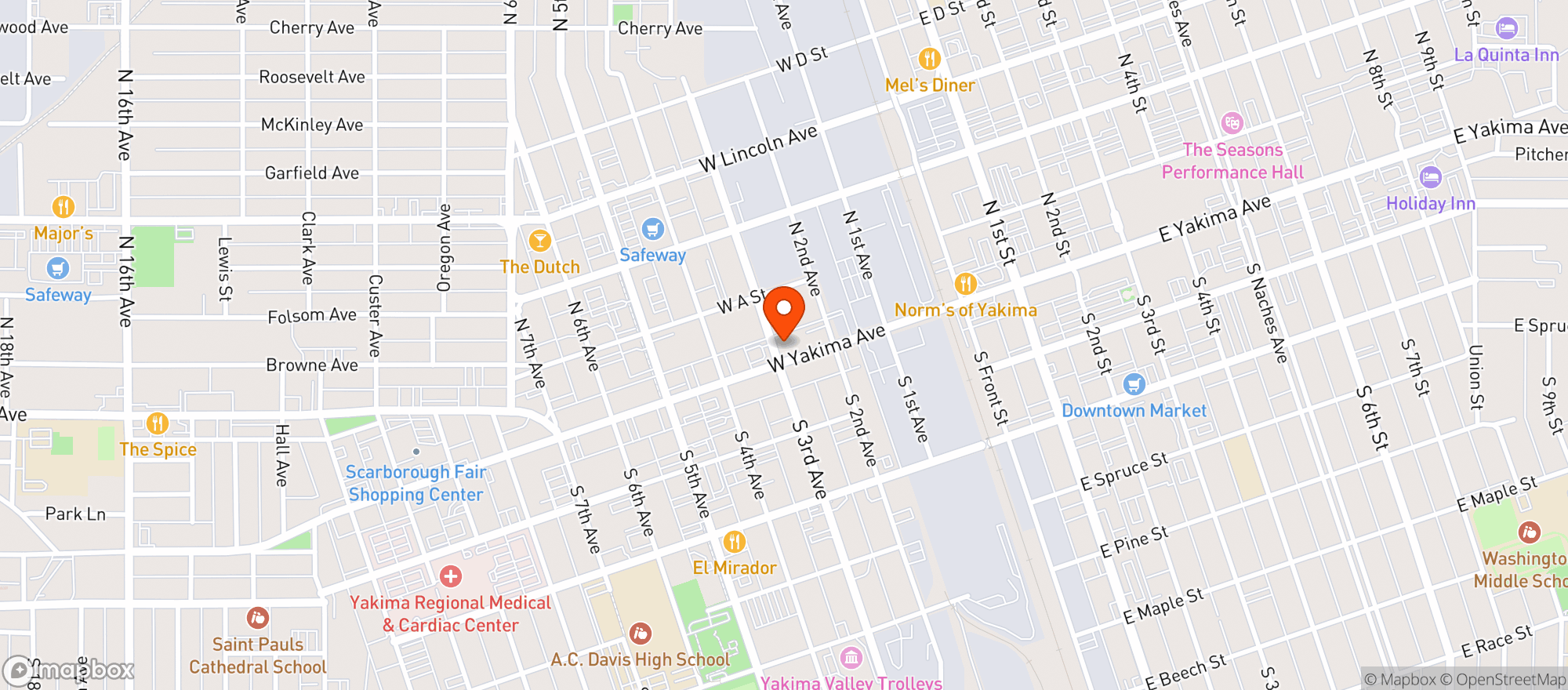 Map showing Yakima Steak Company