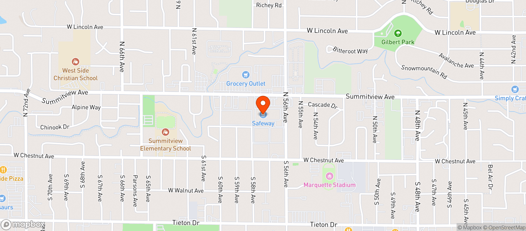 Map showing Safeway
