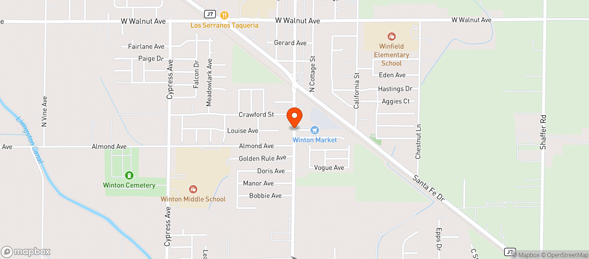 Map showing Winton Supermarket
