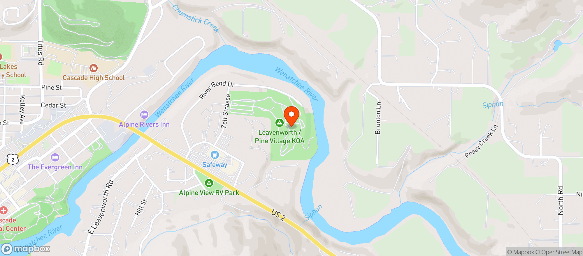 Map showing Pine Village Campground