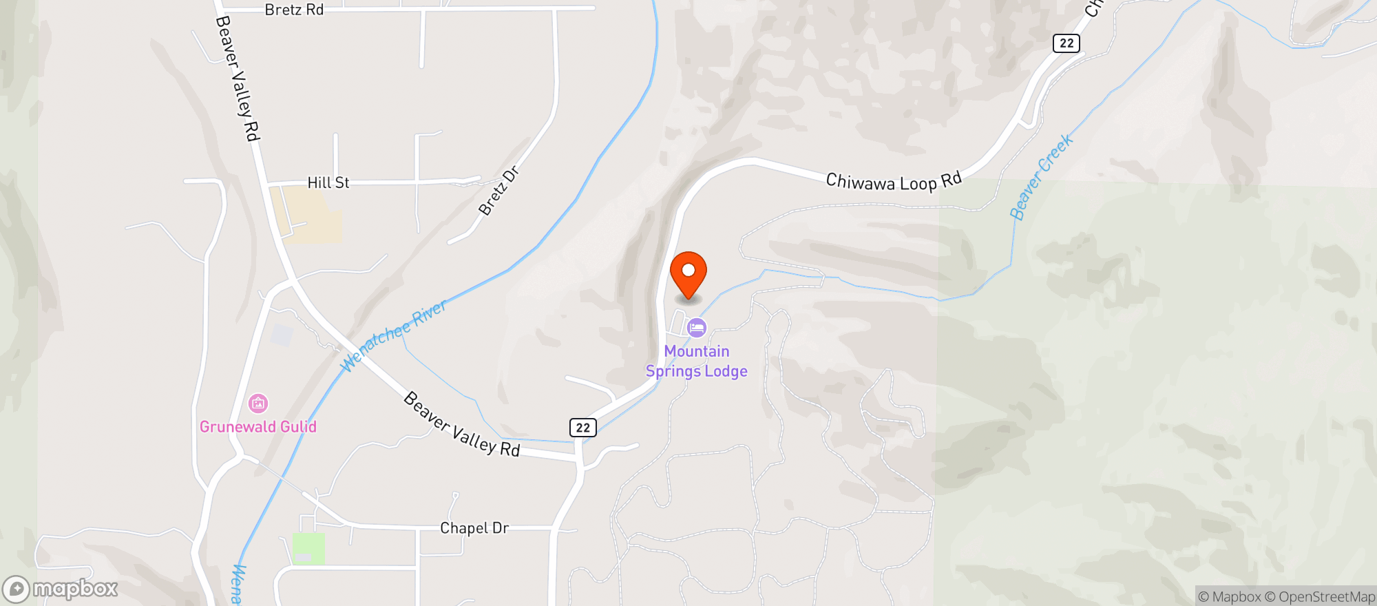 Map showing Mountain Springs Lodge