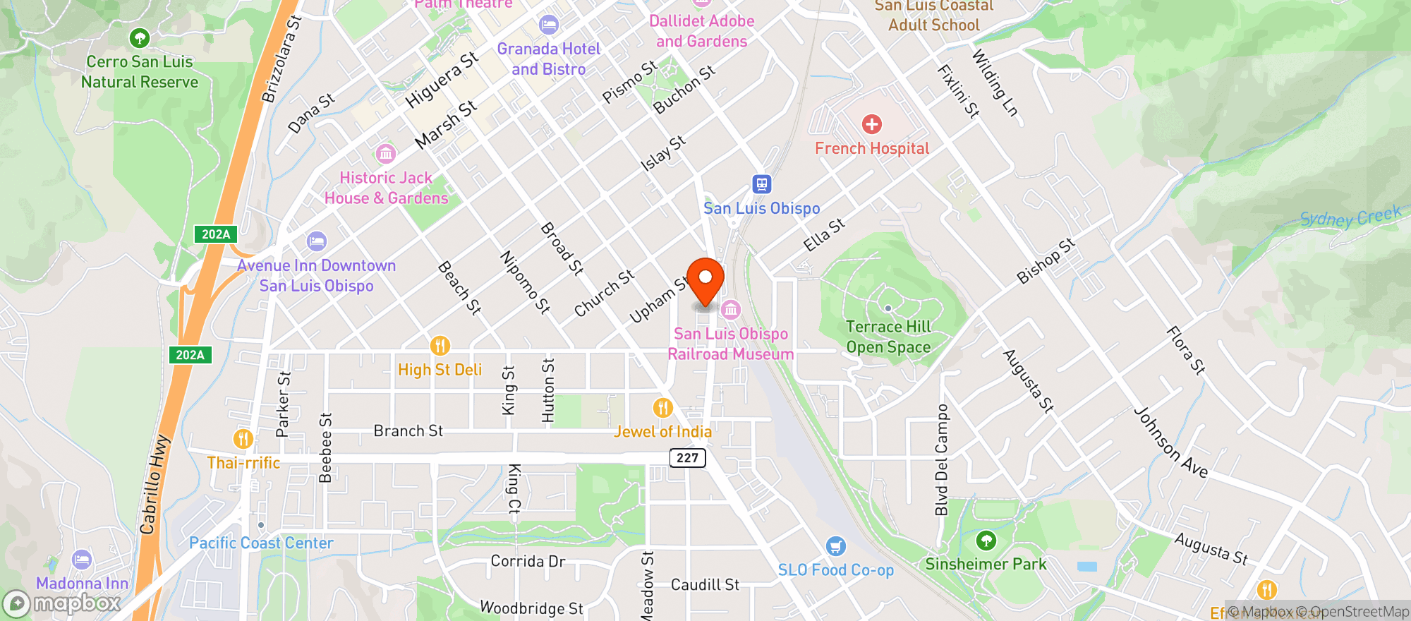 Map showing Sloco Massage + Wellness